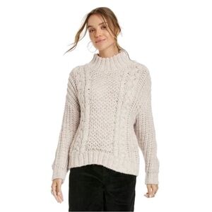 Universal Thread Cream Tan Cowl Neck Pullover Sweater Womens M